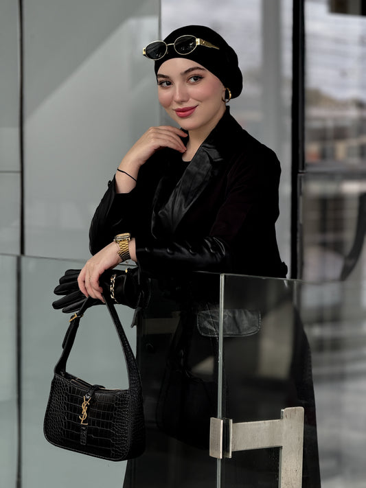 Blazer-abaya avec touches de cuir