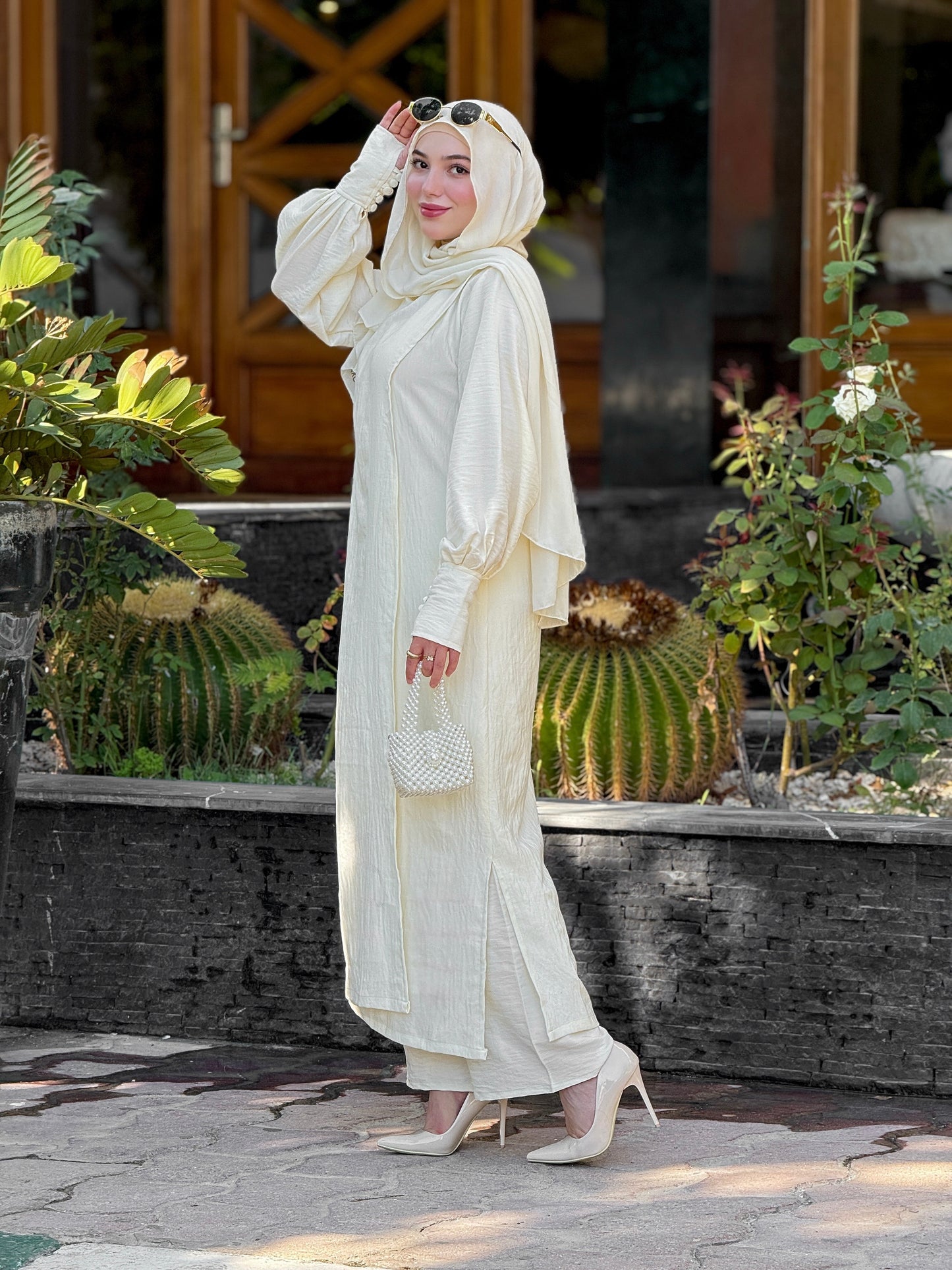 Longue robe + pantalon large féminine ensemble