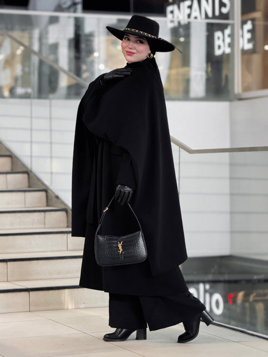 Aurore noire manteau & châle en cachemire