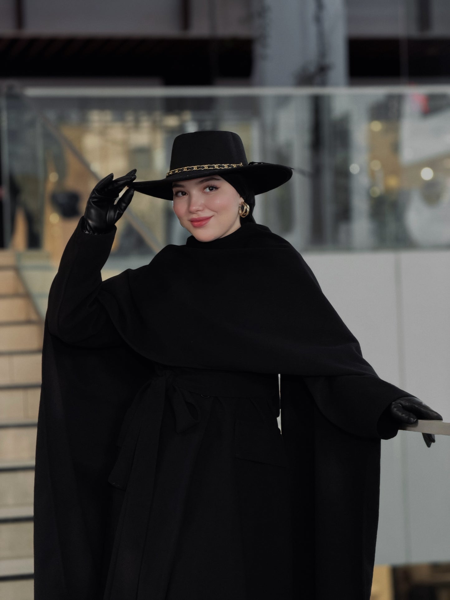 Aurore black manteau & châle en cachemire