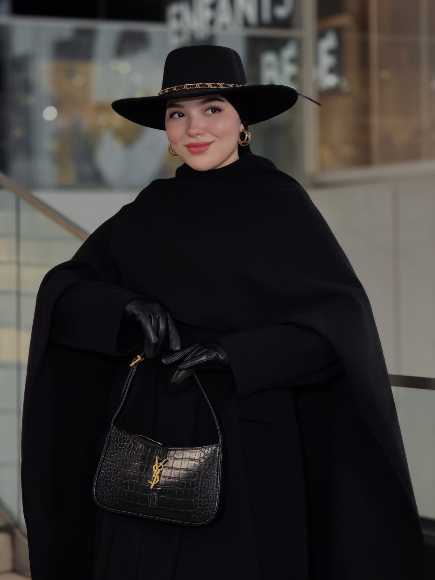 Aurore black manteau & châle en cachemire