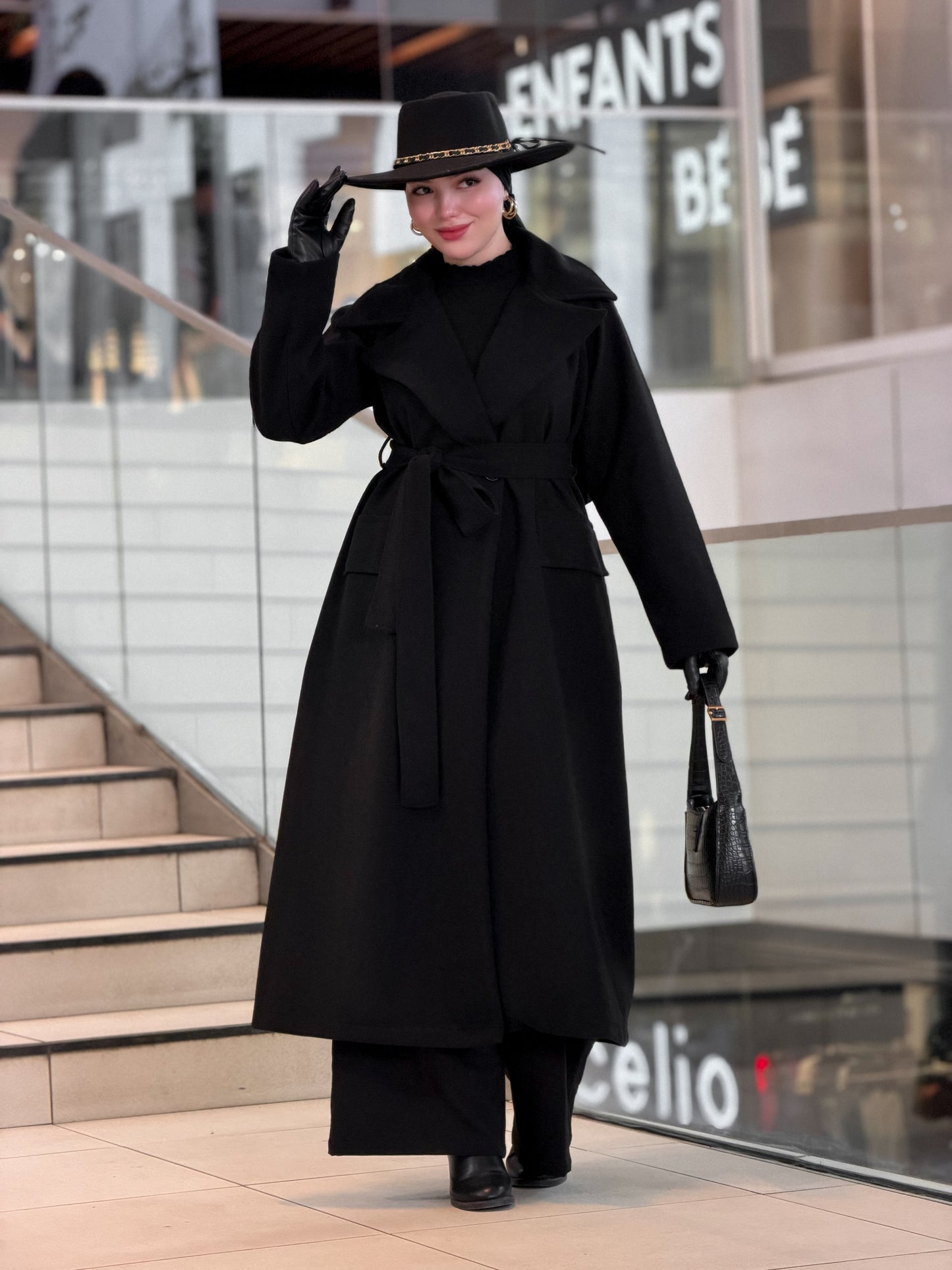 Aurore black manteau & châle en cachemire