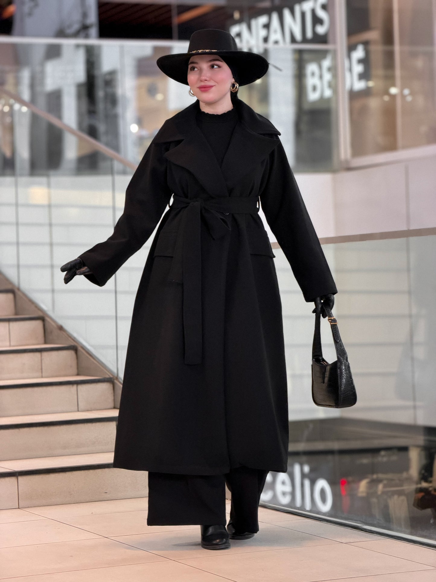 Aurore black manteau & châle en cachemire