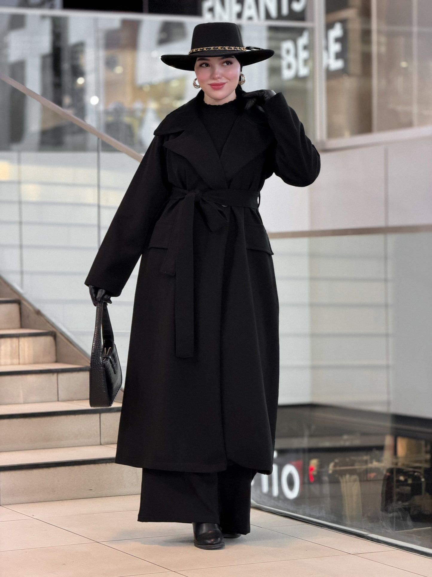 Aurore black manteau & châle en cachemire