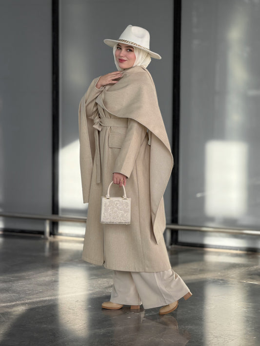 Aurore camel manteau & châle en cachemire